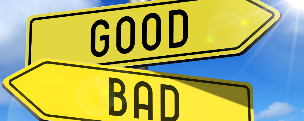 good bad crossroads sign